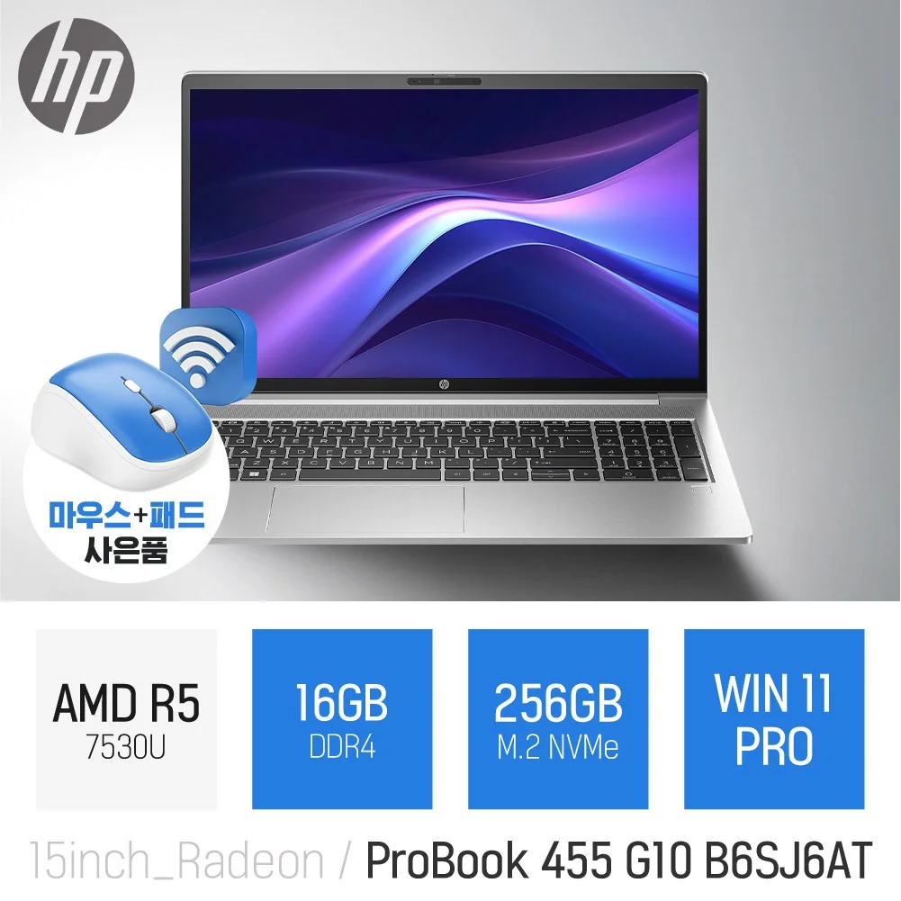 HP 프로북 455 G10 B6SJ6AT 16GB 256GB WIN11P 사무용 노트북