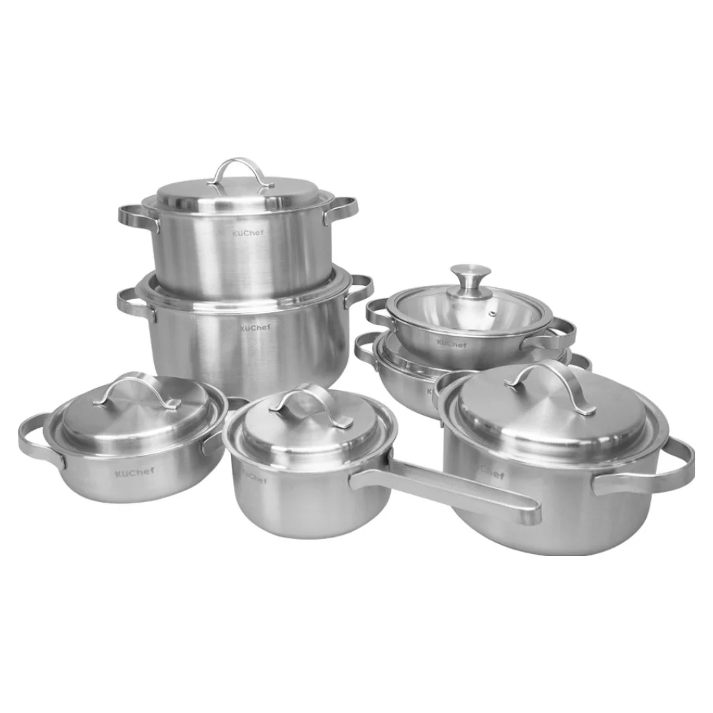 쿠쉐프 통 5중 인덕션 스텐 냄비 세트 7개, 단일색상, 1세트, 편수 16cm + 양수 18cm + 양수