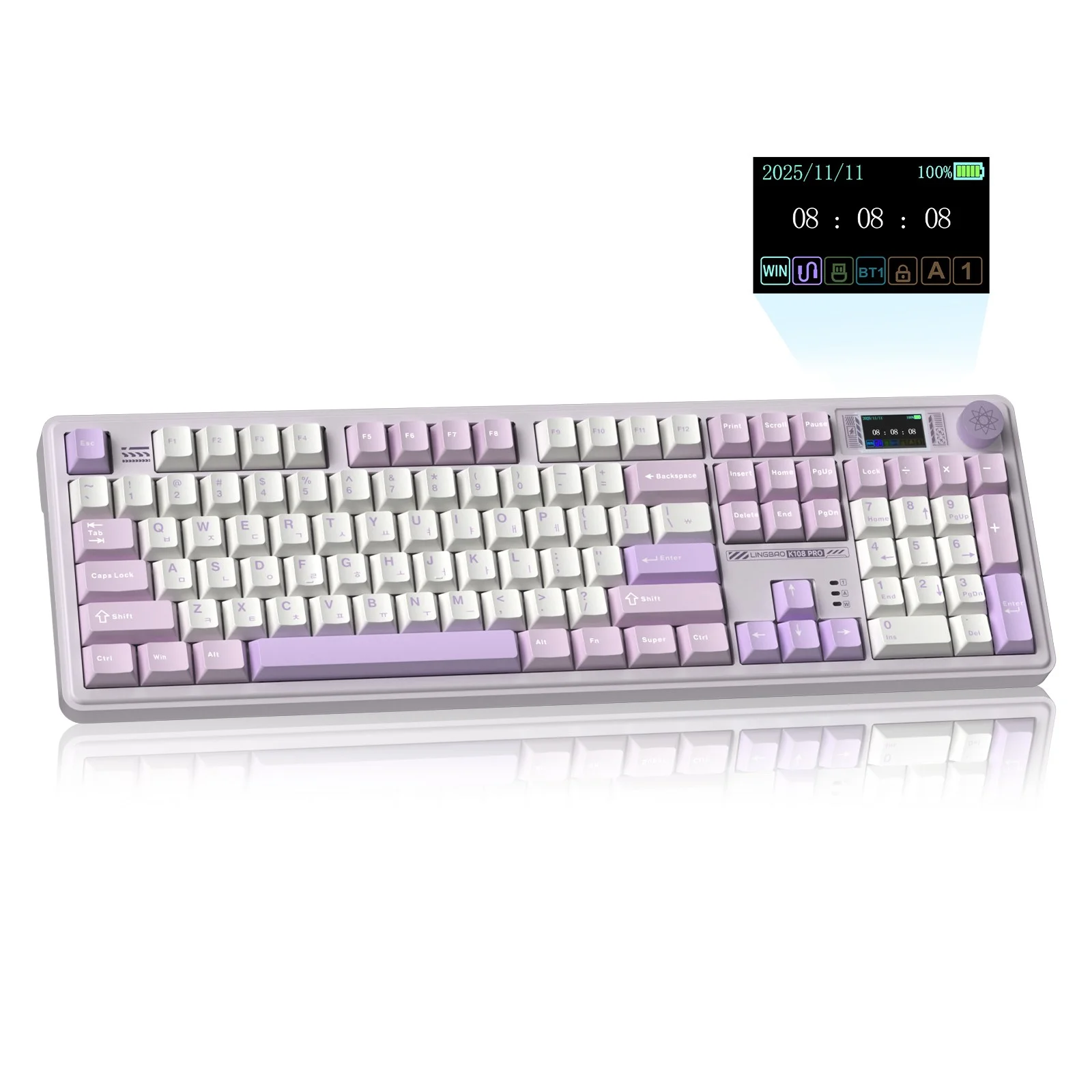 LINGBAO K108Pro LCD 블루투스 게이밍 기계식 키보드 한글,